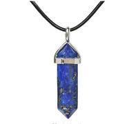 Karavionu 18" Black Cord Hexagonal Chakra Crystal Pendant Necklace with Gold Plating Bullet Gemstone Jewelry for Women & Men for Parties