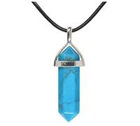 Karavionu 18" Black Cord Hexagonal Chakra Crystal Pendant Necklace with Gold Plating Bullet Gemstone Jewelry for Women & Men for Parties