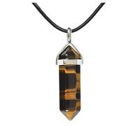 Karavionu 18" Black Cord Hexagonal Chakra Crystal Pendant Necklace with Gold Plating Bullet Gemstone Jewelry for Women & Men for Parties