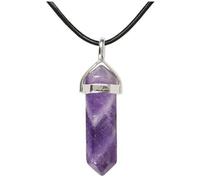 Karavionu 18" Black Cord Hexagonal Chakra Crystal Pendant Necklace with Gold Plating Bullet Gemstone Jewelry for Women & Men for Parties