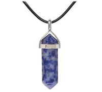 Karavionu 18" Black Cord Hexagonal Chakra Crystal Pendant Necklace with Gold Plating Bullet Gemstone Jewelry for Women & Men for Parties