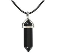 Karavionu 18" Black Cord Hexagonal Chakra Crystal Pendant Necklace with Gold Plating Bullet Gemstone Jewelry for Women & Men for Parties