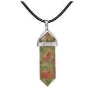 Karavionu 18" Black Cord Hexagonal Chakra Crystal Pendant Necklace with Gold Plating Bullet Gemstone Jewelry for Women & Men for Parties