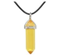 Karavionu 18" Black Cord Hexagonal Chakra Crystal Pendant Necklace with Gold Plating Bullet Gemstone Jewelry for Women & Men for Parties