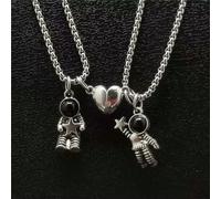 Karavionu 2Pcs Mutual Attraction Couples Matching Spaceman Magnet Pendant Necklace Astronaut Promise Necklace for Women Men Friends