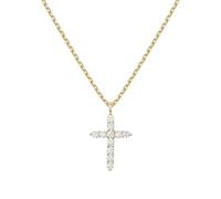Karavionu 925 Sterling Silver Cross Pendant Necklace Full Diamond Collarbone Chain Luxury 14K Gold Plating Christian Charm Necklace for