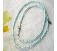 Karavionu Ancient 925 Silver Seed Syllable Beaded Necklace Ten Thousand Blessings Wheel Natural White Crystal Turquoise Religious Bead