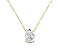 Karavionu Dylam Charm Classic 925 Sterling Silver Link Chain Solitaire Oval 8A Crushed Iced Cut Zirconia Pendant Necklaces for Women