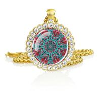 Karavionu Golden Necklace Luxury Rhinestone Diamond Pendant Buddhism Hinduism Spiritual Gift Jewelry