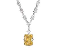 Karavionu Jewelry S925 Full Body Silver High Carbon Diamond Yellow Diamond Premium Luxury Full Diamond Pendant Necklace 18 * 23