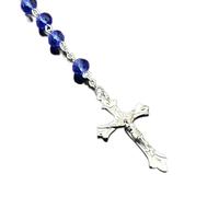 Karavionu Mens Royal Blue Catholic Virgin Mary Crystal Beads Womens SilverReligious Christian Necklace