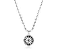 Karavionu Personality Hip Hop Style Men Women Waterproof Lucky Compass Gold Plated Stainless Steel Coin Pendant Necklace Fashion Gift