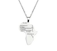 Karavionu Personality Stainless Steel Gold Plated Delicate African Map Pendant Necklace Trendy Link Chain Fashion Style Unisex