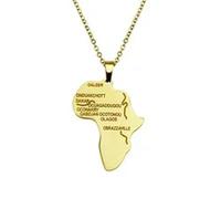 Karavionu Personality Stainless Steel Gold Plated Delicate African Map Pendant Necklace Trendy Link Chain Fashion Style Unisex