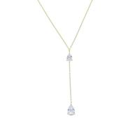 Karavionu Tear Drop Lariat Y Long Chain Necklace 5A CZ Bling 925 Sterling Silver Crystal Pendant Jewelry for Women
