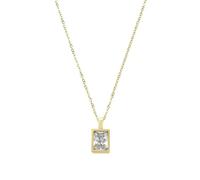 Karavionu Women's Trendy Square Zircon Crystal Sugar Cube Pendant Gold Plated Stainless Steel Link Chain necklace