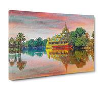 Karaweik Palace in Yangon Myanmar Canvas Print | Gallery Wrapped 30mm Frame Wall Art | 30x20 inches | Ready to Hang | Modern Cityscape Picture | Living Room Bedroom Lounge Office