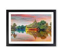 Karaweik Palace in Yangon Myanmar Framed Print | A2 Black Framed Wall Art | Ready to Hang | Modern Cityscape Picture | Living Room Bedroom Lounge Office