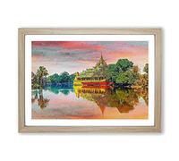 Karaweik Palace in Yangon Myanmar Framed Print | A2 Oak Framed Wall Art | Ready to Hang | Modern Cityscape Picture | Living Room Bedroom Lounge Office