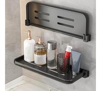 KARBAG 1PCS Shower Caddy Shelf Organiser, Wall Mounted Foldable Shelf 90° Fold Up & Waterproof Shower Organizer No Drill Bathroom Shelves Self Adhesive Bathroom Caddy for Dorm Toilet Kitchen, Aluminum