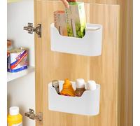 KARBAG 2 Pieces Kitchen Cabinet Door Storage Box, Self-Adhesive Wall Mounted Storage Box Wrap Organizer Container Storage Organizer Space Saving for Small Items, Bathroom, Fridge