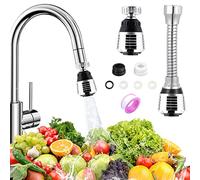 KARBAG 2Pcs Kitchen Tap Spray Head, 360° Swivel Aerator With 2 Modes Universal Extension for 22/24mm Faucet Extender (Short & Long)