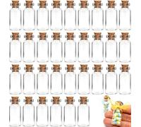 KARBAG 33pcs Mini Glass Bottles with Cork, 3ml Mini Glass Wishing Bottle Small Message Vials Tiny Wishing Jars for Arts & Crafts, Decoration, Party Favors, Wedding Wish