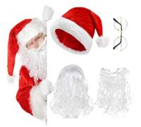 KARBAG 4 Pcs Christmas Santa Costume Set, Santa Hats Santa Beard Santa Wig and Sunglasses, Santa Beard Mask Face Cover Xmas Santa Costume Accessories for Adults Christmas Cosplay Party Novelty Costume