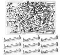 KARBAG 50PCS Cupboard Joining Bolts, Nickel M4 Furniture Connecting Screws, Metal Connectors for Kitchen Cabinet, Cupboard, Cabinet (31-40mm)