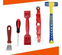 KARBAG 5PCS Window Glass Tool Kit, Window Glazing Tool Double-Head Rubber Hammer, Rubber Strip Shovel, Curved Shovel, Leather Strip Press Wheel, Gasket Hook, Multi-Functions Glazing Tools for Windows