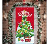 KARBAGChristmas Door Cover, 150*80cm Merry Front Restroom Backdrop Background Banner for Christmas Party Supplies