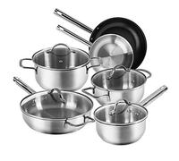 Karcher Jovita Induction Cooker Set, 10 Pieces, Silver, Stainless Steel | Cooking pot set with pots and pot lid, including pan, pot set, dishwasher-safe and oven-safe up to 180 °C