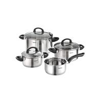 Karcher Mia Cookware Set with Glass Lids, Suitable for Induction Hobs, Stainless Steel, 4-Piece