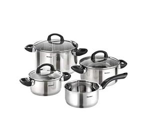 Karcher Mia Cookware Set with Glass Lids, Suitable for Induction Hobs, Stainless Steel, 4-Piece