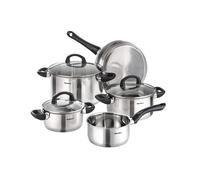 Karcher Mia Cookware Set with Pan, Stainless Steel, 5-Piece + 3 Glass Lids