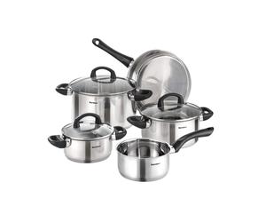 Karcher Mia Cookware Set with Pan, Stainless Steel, 5-Piece + 3 Glass Lids
