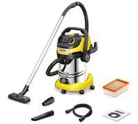 Kärcher Wet and Dry vacuum cleaner WD 6 P Premium, blower function, 1,300 W, stainless steel container: 30 l, suction hose: 2.2 m, extension hose, power outlet, drain screw, floor and crevice nozzle