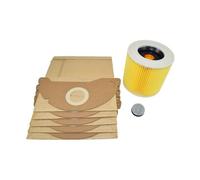 Karcher Wet & Dry Vacuum Cleaner Compatible Dust Bags X5 & Filter Set - Non-Genuine Replacement By Ufixt