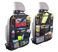 Kardne 2Pcs Kids Car Back Seat Organiser, Anti-Kick Protectors, Waterproof Toy Storage Pockets, Easy Clean, 600D Polyester, Mesh Pockets