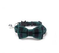 Kardrianio New Adjustable Checkered Fabric Bow Pet Bell Collar with Patch Buckle Style, Cute Collar for Dogs and Cats, Pet Neck Supplies. (green 2pcs)