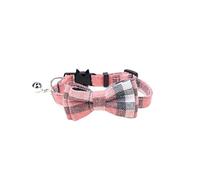Kardrianio New Adjustable Checkered Fabric Bow Pet Bell Collar with Patch Buckle Style, Cute Collar for Dogs and Cats, Pet Neck Supplies. (pink 2pcs)
