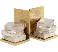 Kare Corner Design Bookends (Set of 2), Gold/Silver, Decorative Object, Accessory, Book Motif, Aluminium Frame, Room Decoration, Living Room, Home Office, Handmade, 23 x 15 x 12 cm (H x W x D)