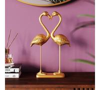 KARE decorative figurine Flamingo Love, gold-coloured, height 39 cm