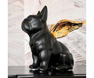 KARE decorative figurine Sitting Angel Dog, black/gold, stoneware