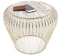 Kare Design Beam Marble Brass Side Table, White, 35 x 43 x 43 cm, Accent Table, Sofa Table, Marble Top, Elegant, Compact, Design Furniture, Living Room