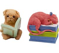 Kare Design Bookend Pet Party (2/Set), Multicolor, 15x11x15 cm, Anti-Slip Coating, for Childern, Hand-Painted, Bookshelf Decor, Animal Motif, Living Room, Bedroom