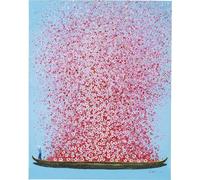 Kare Design Canvas Picture Flower Boat, Blue, Pink, Canvas Wall Art, Acrylic Paint, Handpainted Details, Solid Wood Frame, Home Decor for Living Room, Bedroom, 30x40cm (HxW)