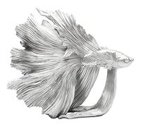 Kare Design Deco Figure Betta Fish, Silver, Handmade, 37x34x14 cm
