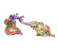 Kare Design Deco Figurine Elefant Zirkus Graffit (2/Set), Multicoloured, Modern Animal Statue, Gift Idea, Decorative Accessories, Room Decor, Home Decor Living Room, Bedroom, 22 x 19 x 18 cm (H/W/D)