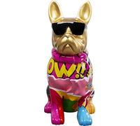 KARE Design Deco Figurine Graffiti Dog, Gold/Multicolor, 49x24x8 cm, Decorative Object, Hand-Painted, Street Art Inspired, Dog Motif for Shelves, Gift Idea, Living Room